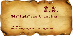 Mátyássy Urzulina névjegykártya
